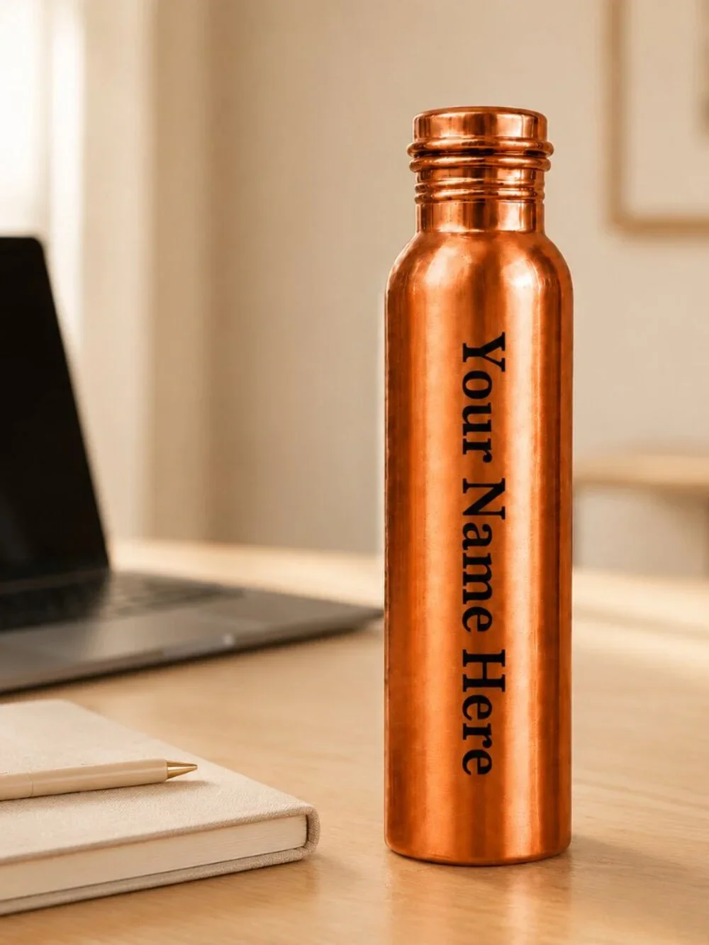 Personalized Pure Copper Water Bottle Custom Engraved Name 32 oz Gift